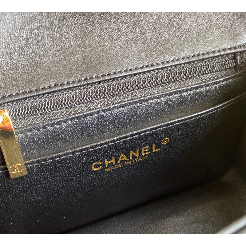 Ch*el classic flap lambskin mini bag black