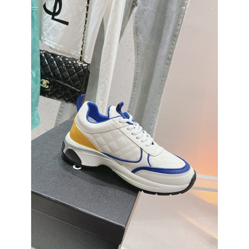 Ch*el leather sneakers white and blue