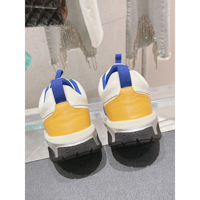 Ch*el leather sneakers white and blue