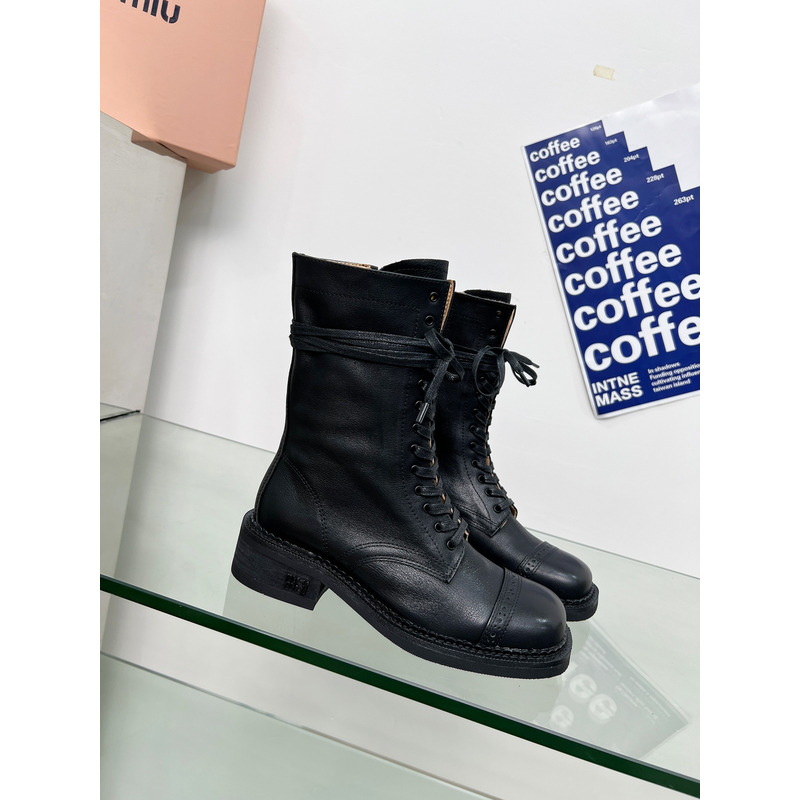 Miu Miu Leather Boots In Black