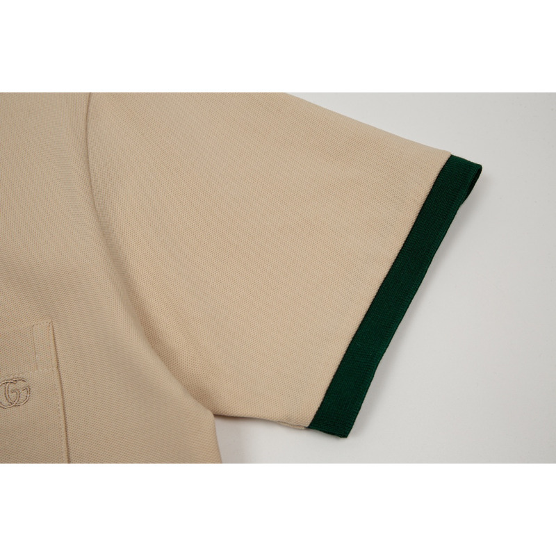 G*u*i cotton piquet polo with web collar t shirt