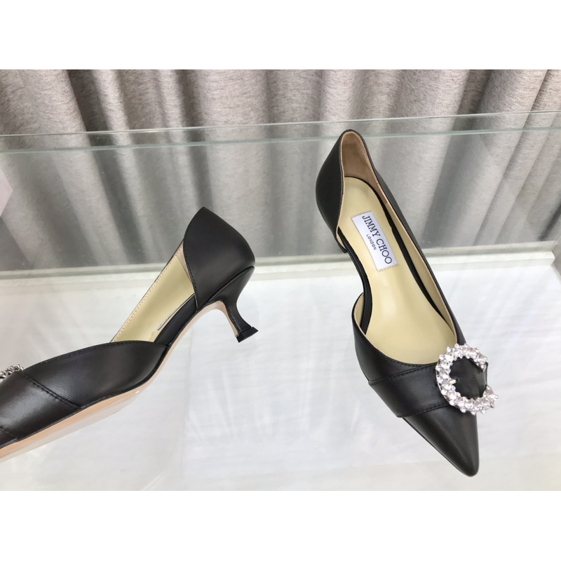 Jimmy Choo Melva Dorsay 50mm leather pumps Black