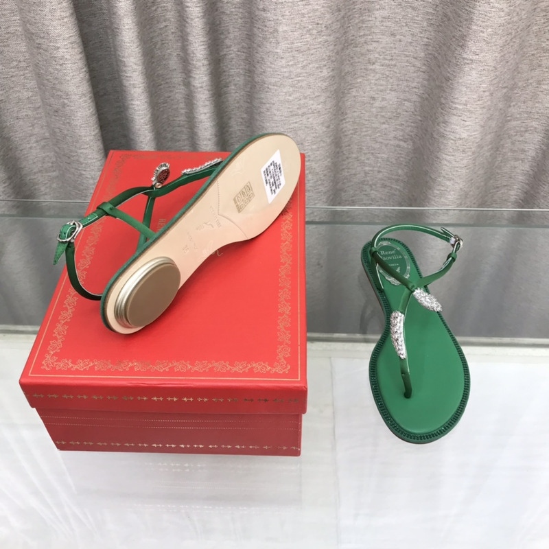 Rene Caovilla Serpente Green Thong Sandal 10