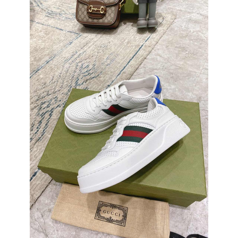 G*u*i web accent leather sneakers white