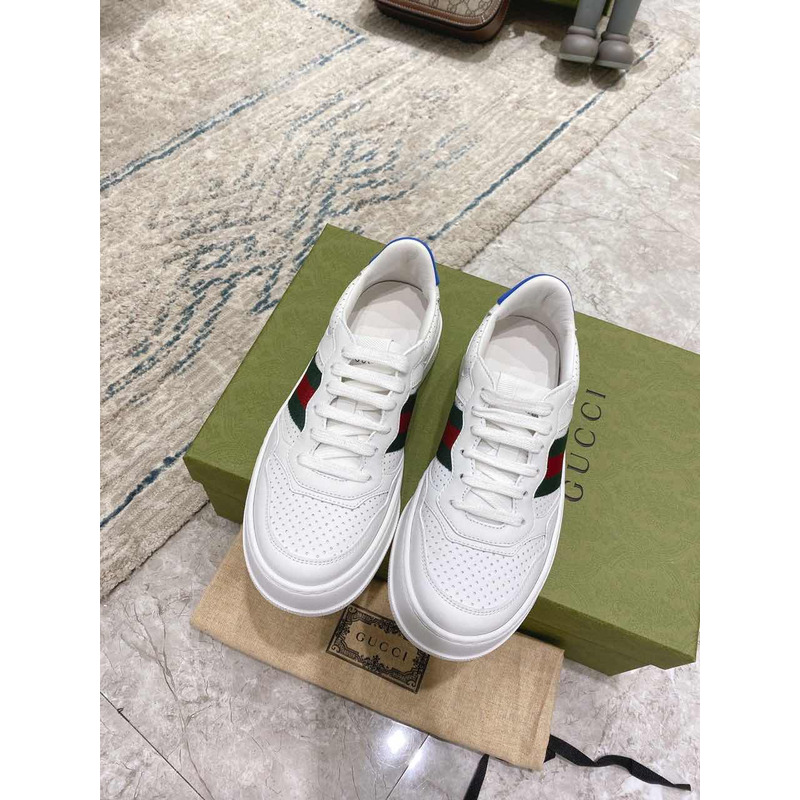 G*u*i web accent leather sneakers white
