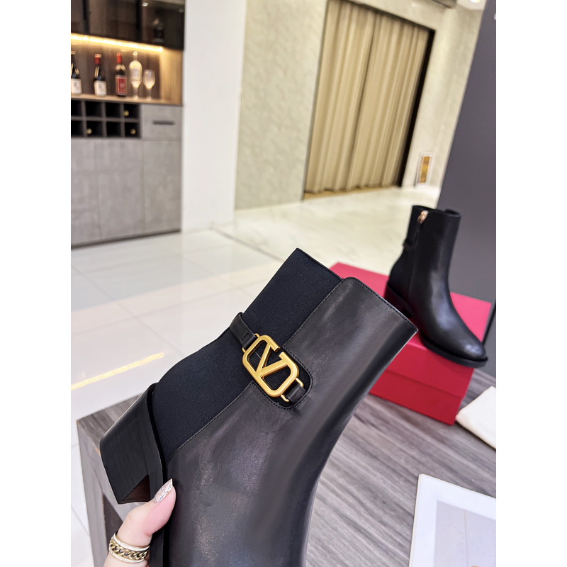 Valentino Vlogo Signature Calfskin Ankle Boot 30mm Black