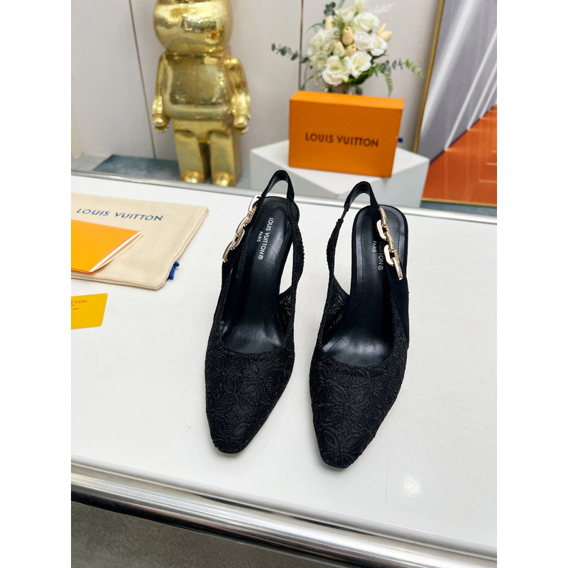 l**is V*t*n lace sandals heels in black