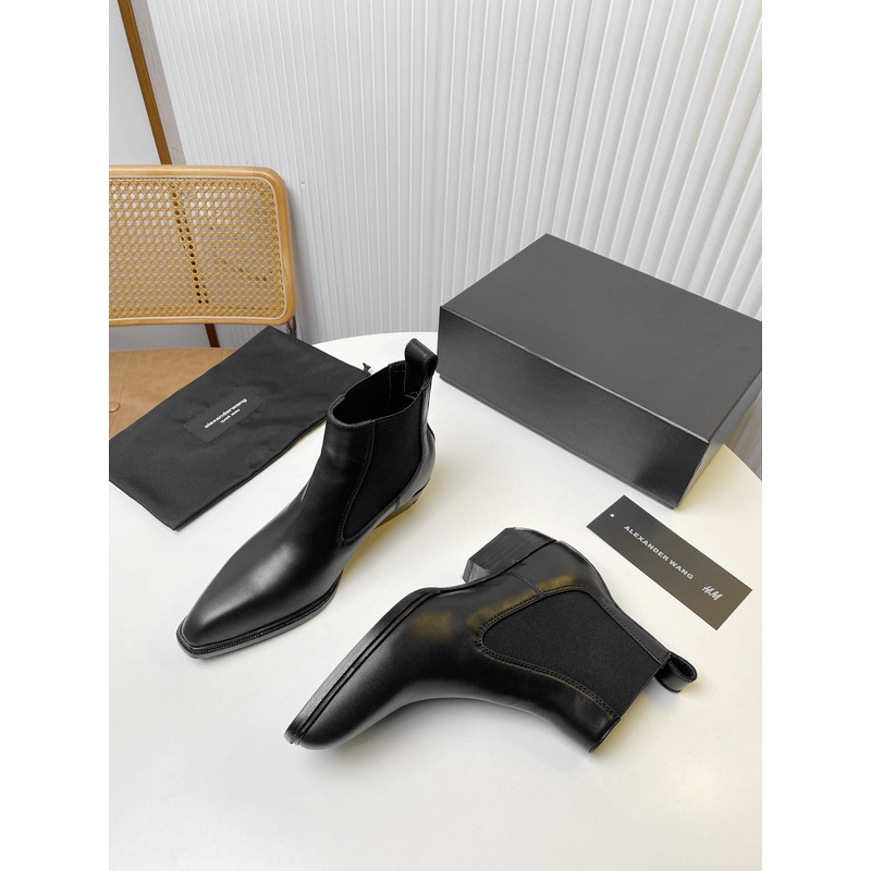 Alexander Wang Slick Smooth Leather Ankle Boot Black
