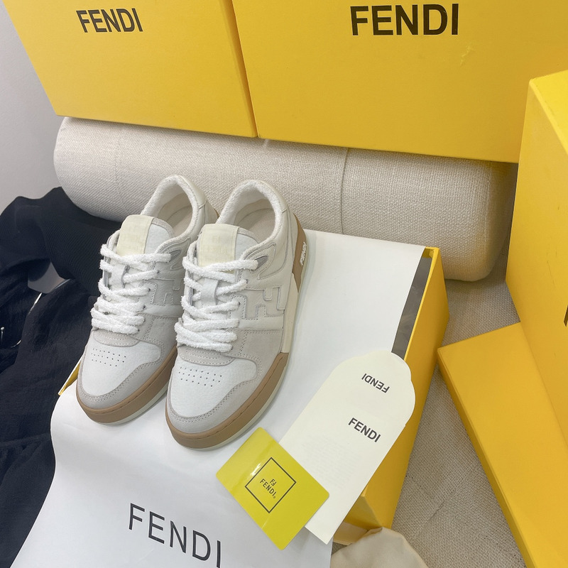 F**di match white suede low tops