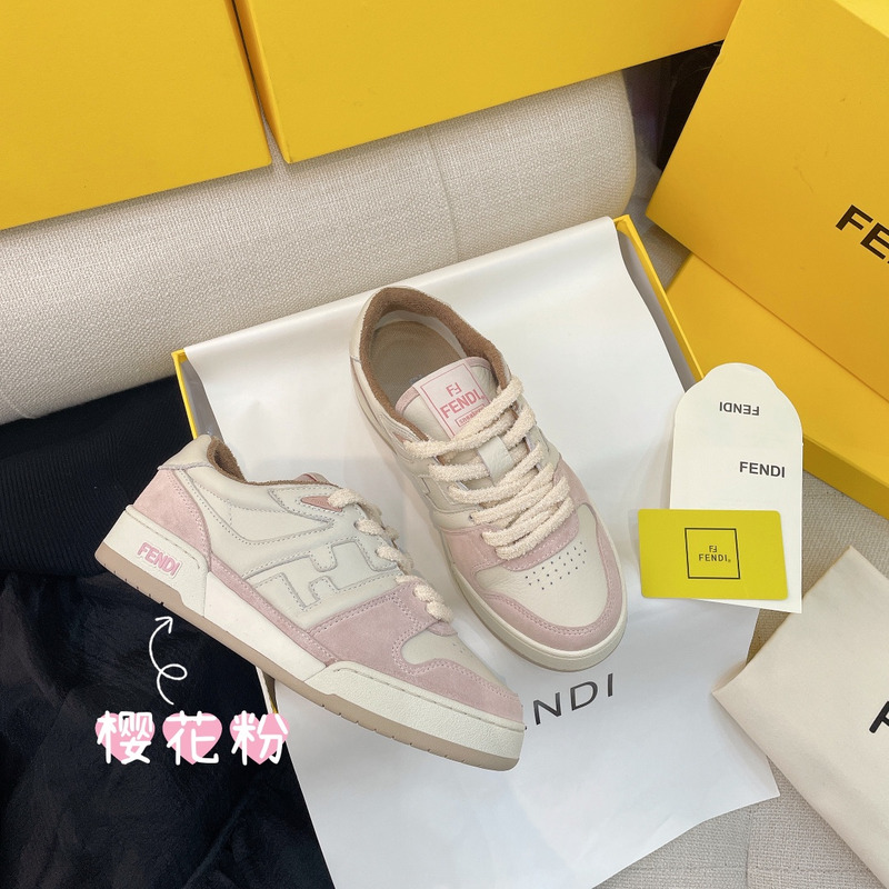 F**di match low-tops in pink suede