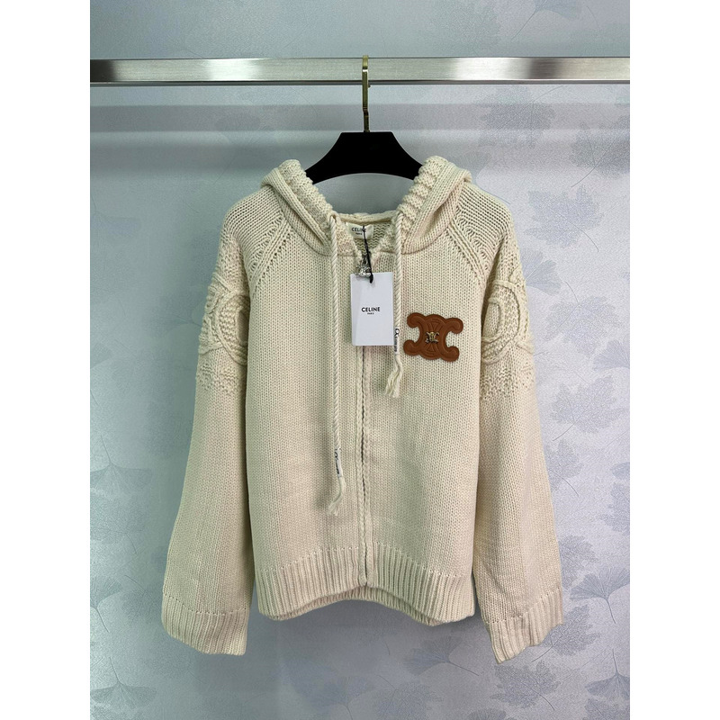 Ce**e triomphe hooded sweater in wool beige