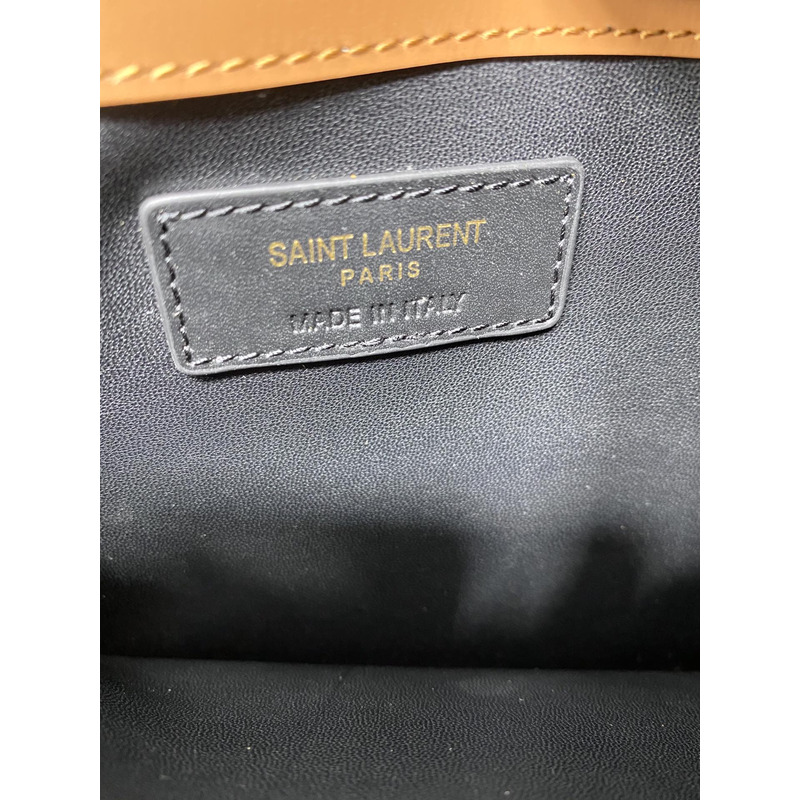 Saint Laurent Uptown Leather-trimmed Canvas Pouch Beige