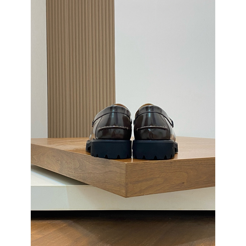 G*u*i logo loafer with horsebit dark brown