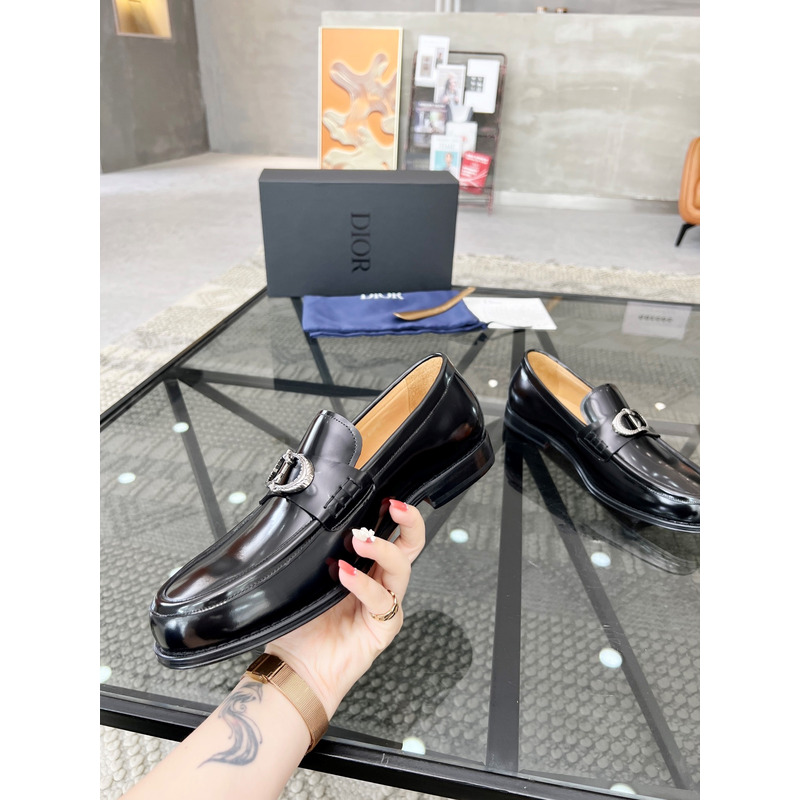 D*or granville polished calfskin loafer black