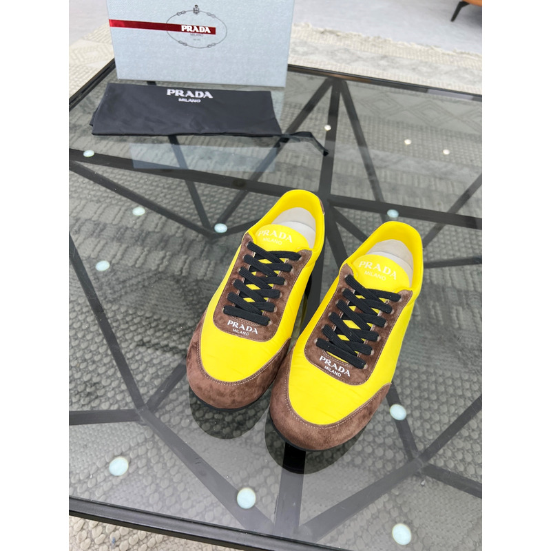 Pra*a suede and leather sneakers yellow