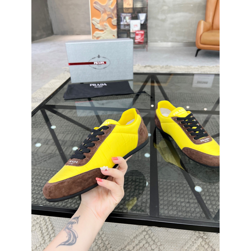 Pra*a suede and leather sneakers yellow