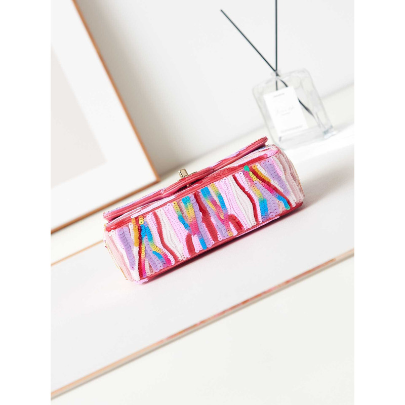 Ch*el mini flap bag symphony gradient beads pink