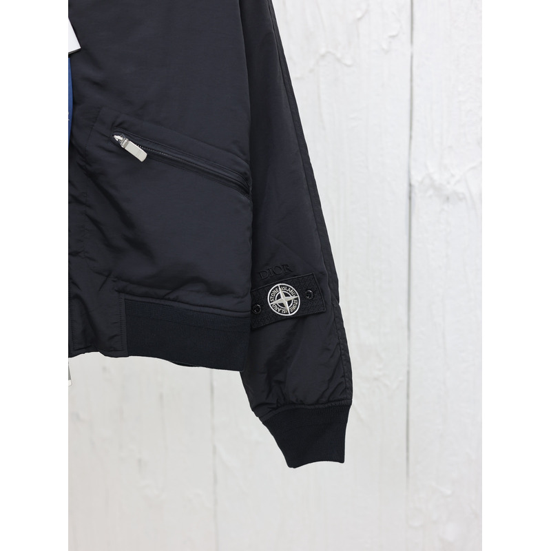 D*or x stone island habotai silk blend bomber jacket black