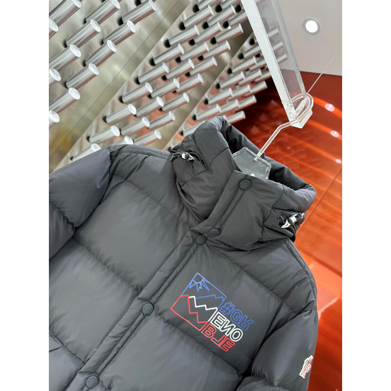 Moncler Logo Printed Down Jacket in Black