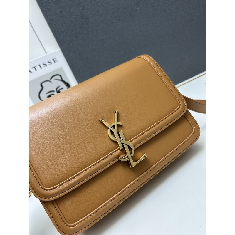Saint Laurent Solferino Leather Bag Dark Brown