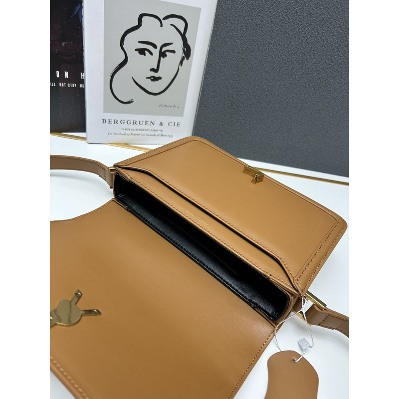 Saint Laurent Solferino Leather Bag Dark Brown