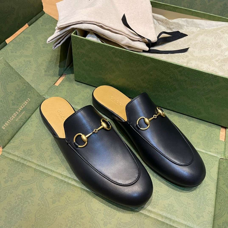 G*u*i horsebit leather backless loafers