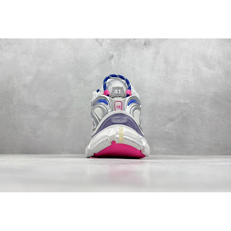 Ba*len*cia*ga mesh and nylon runner sneaker in pink blue and white
