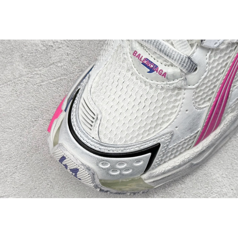 Ba*len*cia*ga mesh and nylon runner sneaker in pink blue and white
