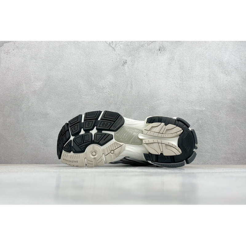 Ba*len*cia*ga nylon and suede-like fabric runner sneaker in grey white and black