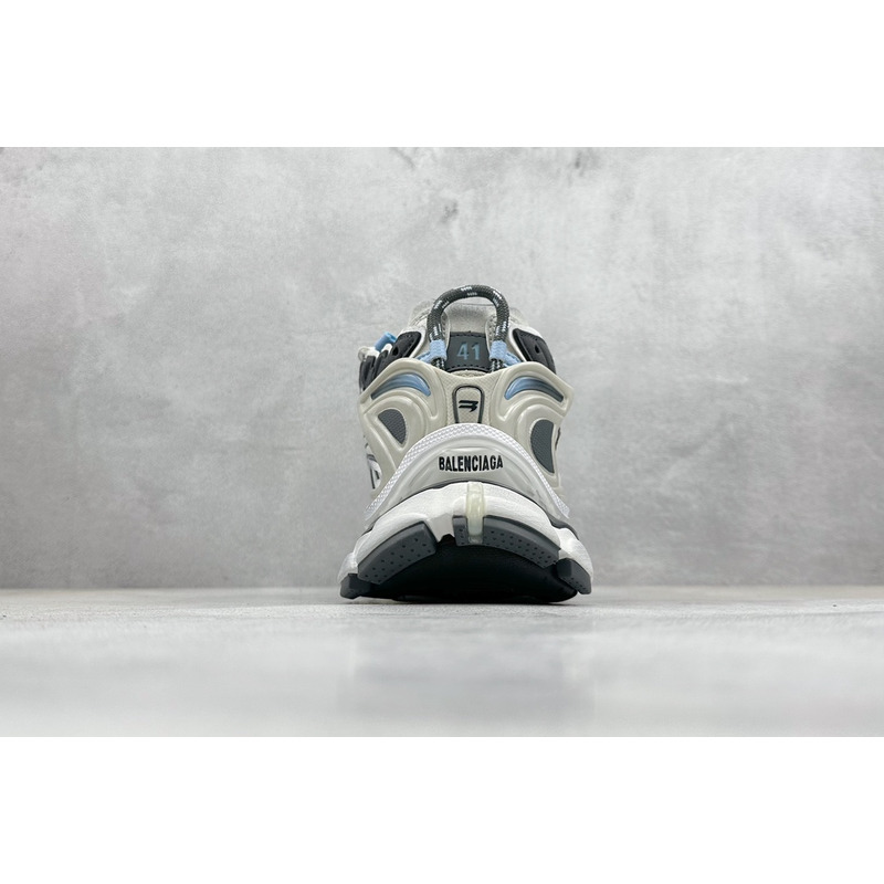 Ba*len*cia*ga nylon and suede-like fabric runner sneaker in grey white and black