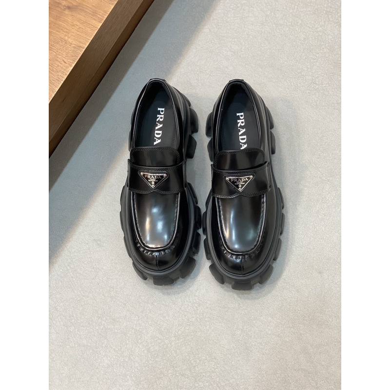 Pra*a brushed leather monolith loafers