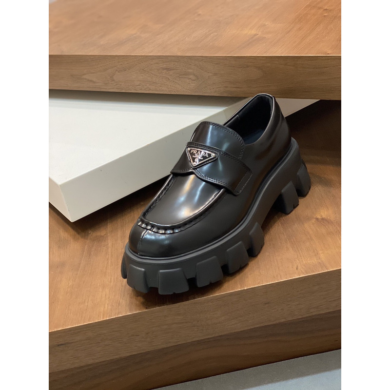 Pra*a brushed leather monolith loafers