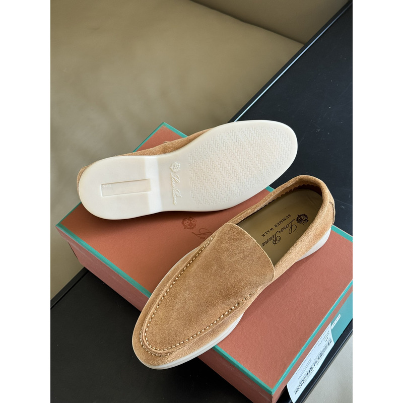 Loro Piana Summer Walk Suede Loafers Brown