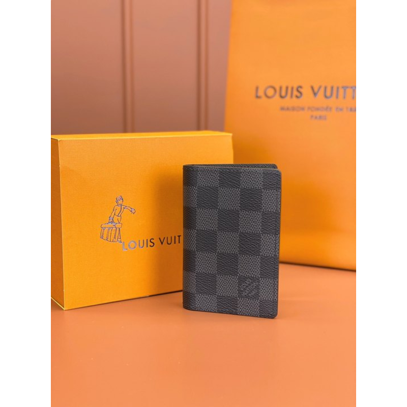 l**is V*t*n damier graphite canvas pocket organizer black