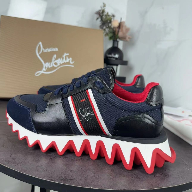 Ch**an louboutin nastroshark olona canva and calf leather men sneaker black
