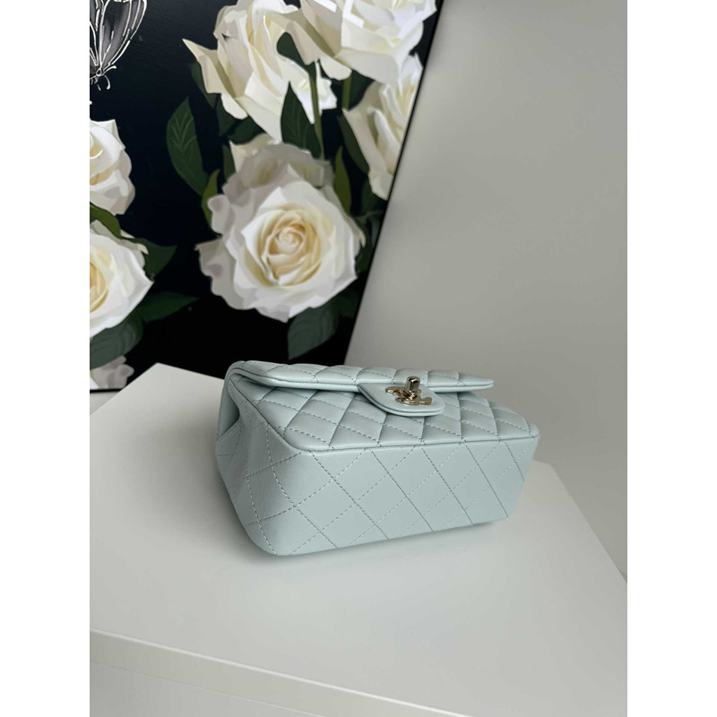 Ch*el mini rectangle top handle blue clair