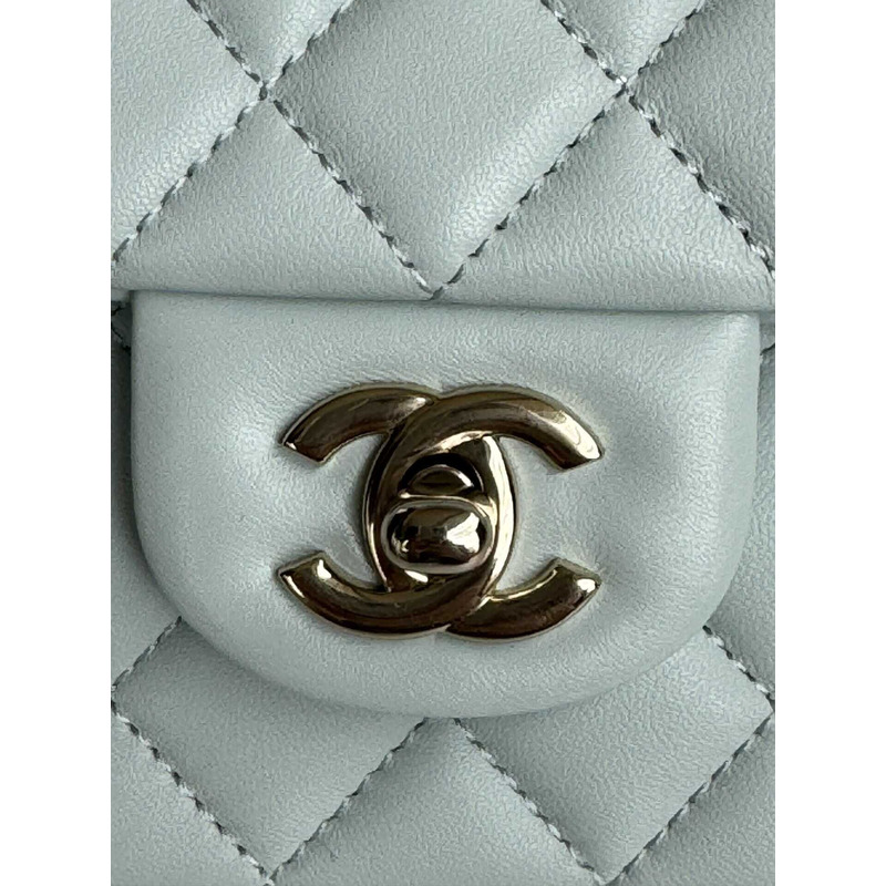 Ch*el mini rectangle top handle blue clair