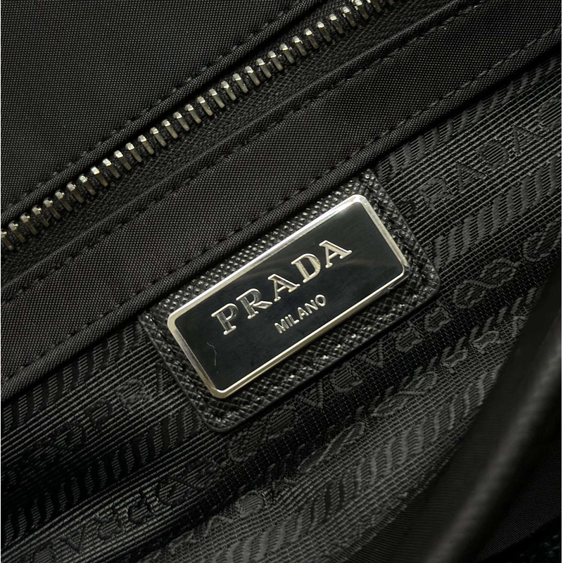 Pra*a re-nylon and saffiano leather shoulder bag black