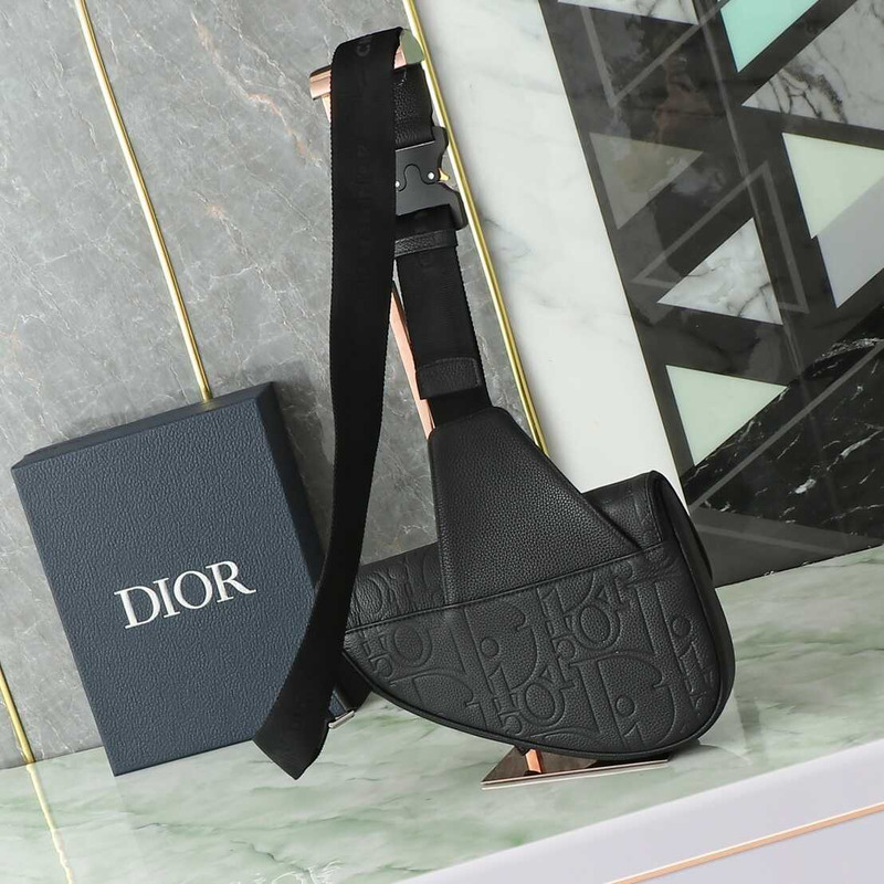 D*or saddle bag black D*or gravity leather and black grained calfskin
