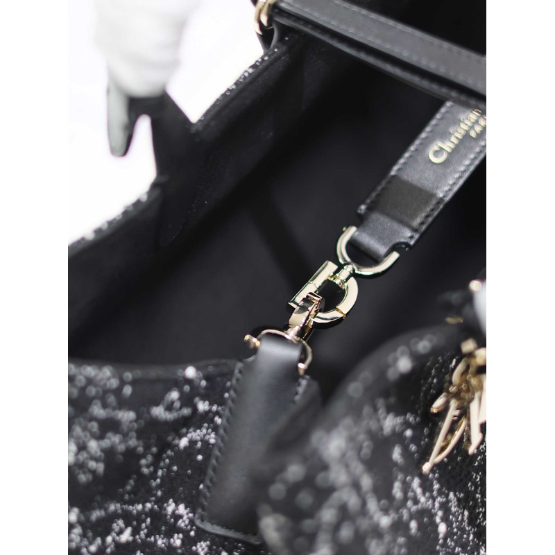 D*or large toujours bag black cannage tweed
