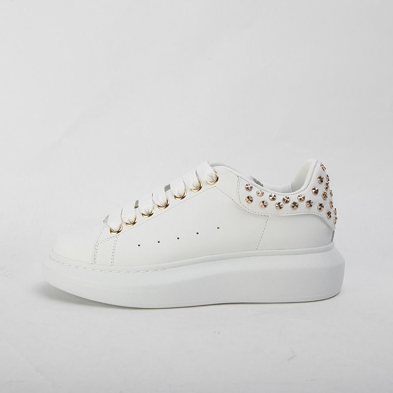 Alexander McQueen Embellished Gold Stud Heel Patch Sneaker