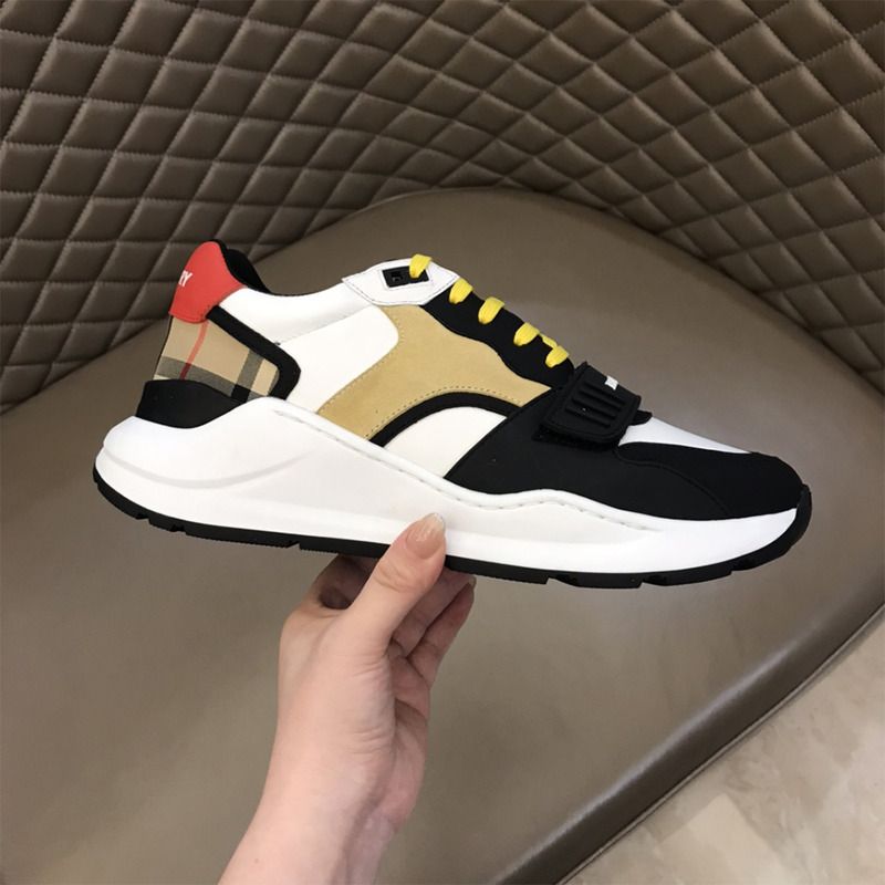 B**rry nylon, suede and vintage check sneakers