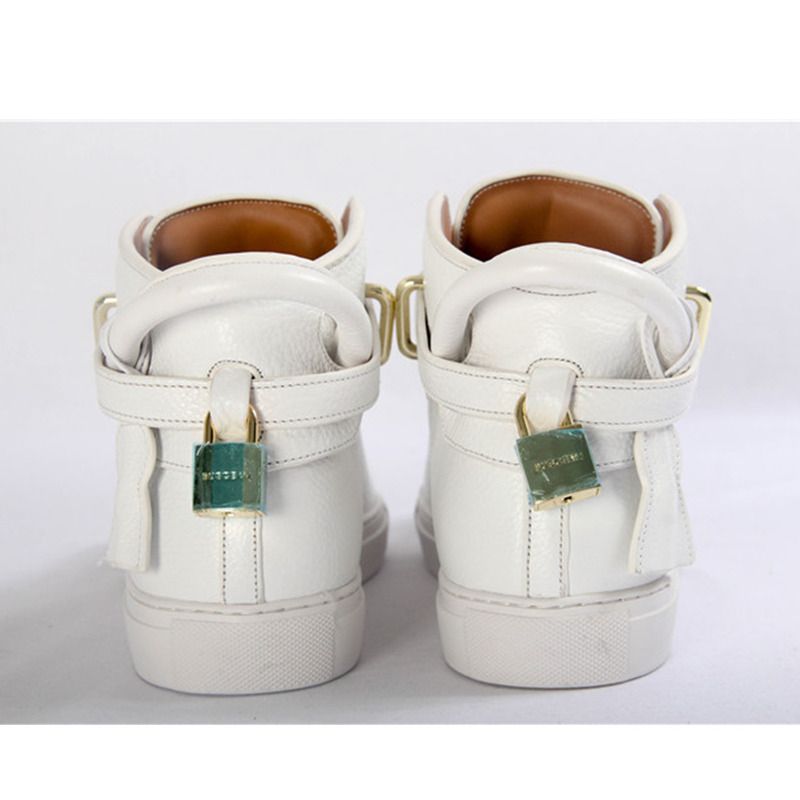 Buscemi High-top Top Pebbled Leather White Sneaker