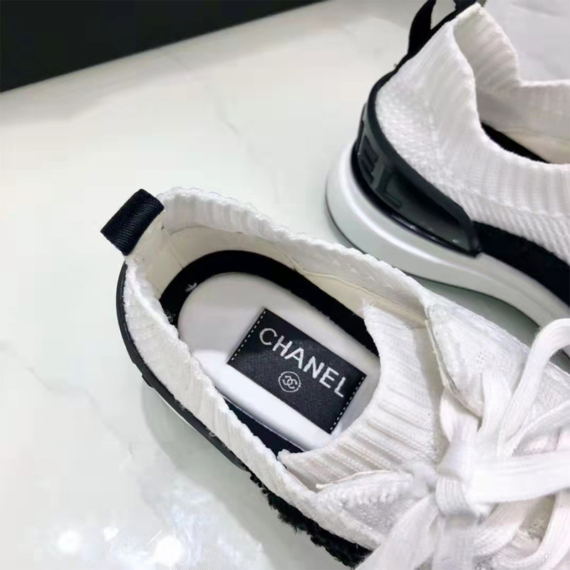 Ch*el knitwear white & black trainers