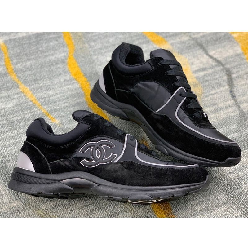 Ch*el sneakers suede nylon reflective