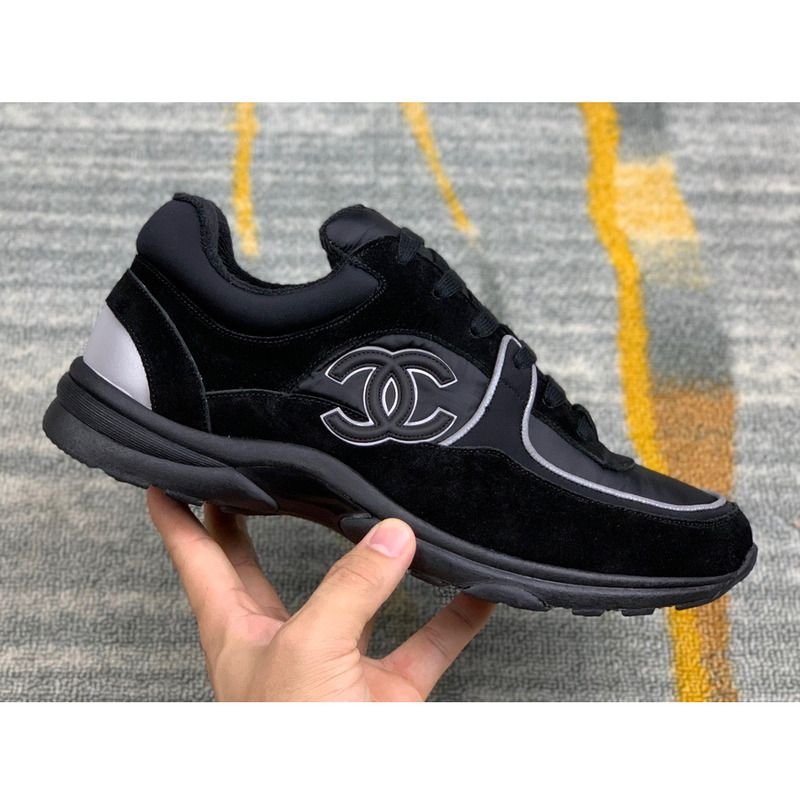 Ch*el sneakers suede nylon reflective