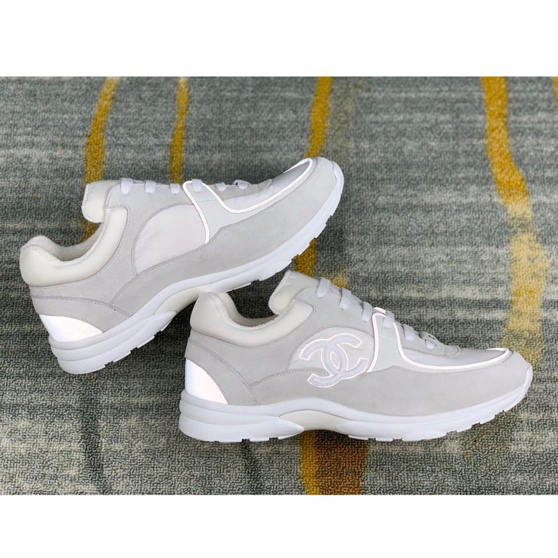Ch*el sneakers suede nylon reflective