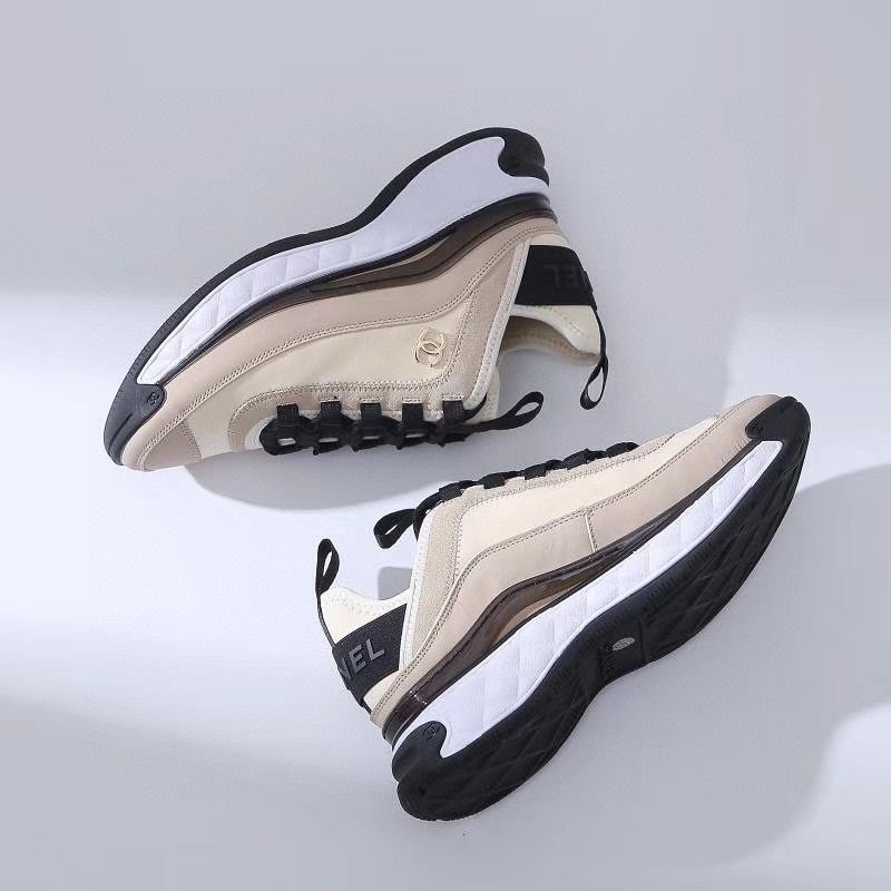Ch*el velve calfskin mixed fibers sneakers