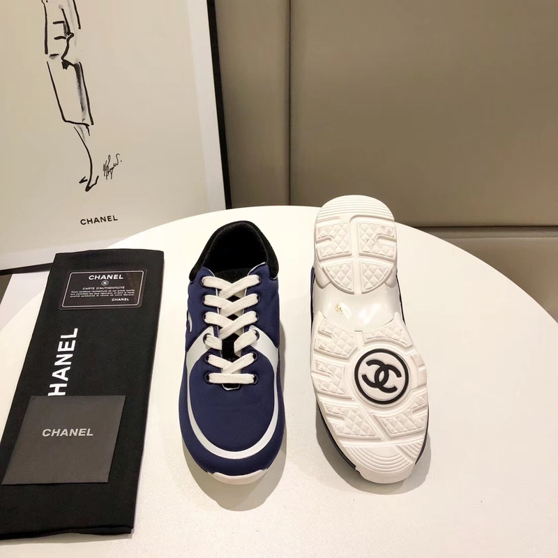 Ch*el suede calfskin sneakers in blue/white