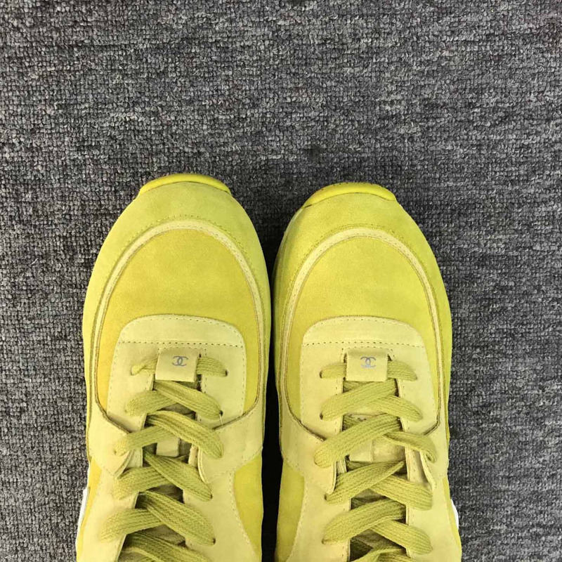 Ch*el suede calfskin sneakers in yellow